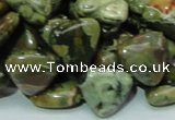 CPS32 15.5 inches 16*16mm triangle green peacock stone beads