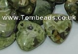 CPS33 15.5 inches 20*20mm triangle green peacock stone beads