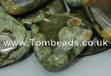 CPS34 15.5 inches 30*30mm triangle green peacock stone beads