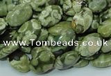 CPS42 15.5 inches 8*12mm oval green peacock stone beads wholesale