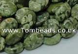 CPS43 15.5 inches 10*14mm oval green peacock stone beads wholesale