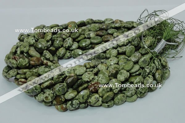 CPS43 15.5 inches 10*14mm oval green peacock stone beads wholesale