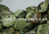 CPS44 15.5 inches 12*16mm oval green peacock stone beads wholesale