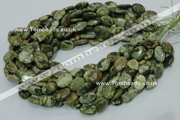 CPS44 15.5 inches 12*16mm oval green peacock stone beads wholesale