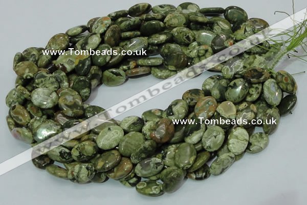 CPS45 15.5 inches 14*18mm oval green peacock stone beads wholesale