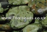 CPS46 15.5 inches 15*30mm oval green peacock stone beads wholesale