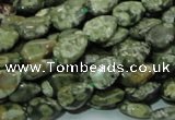 CPS47 15.5 inches 8*12mm flat teardrop green peacock stone beads