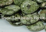 CPS48 15.5 inches 18*25mm flat teardrop green peacock stone beads