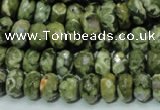 CPS53 15.5 inches 6*10mm faceted rondelle green peacock stone beads