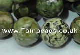 CPS61 15.5 inches 20mm faceted round green peacock stone beads