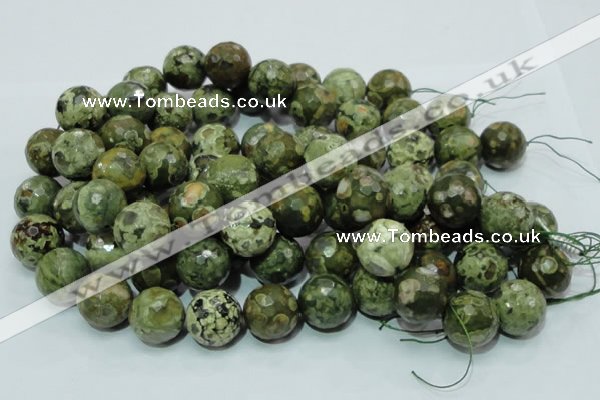 CPS61 15.5 inches 20mm faceted round green peacock stone beads