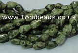 CPS62 15.5 inches 6*8mm faceted teardrop green peacock stone beads