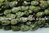 CPS63 15.5 inches 8*12mm faceted teardrop green peacock stone beads