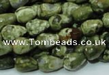 CPS64 15.5 inches 10*14mm faceted teardrop green peacock stone beads