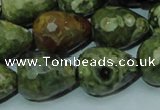 CPS65 15.5 inches 15*20mm faceted teardrop green peacock stone beads