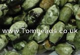 CPS67 15.5 inches 8*13mm faceted rice green peacock stone beads