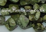 CPS73 15.5 inches 12*12mm faceted rhombic green peacock stone beads