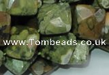 CPS74 15.5 inches 15*15mm faceted rhombic green peacock stone beads