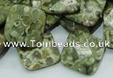 CPS75 15.5 inches 20*20mm faceted rhombic green peacock stone beads