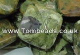 CPS76 15.5 inches 25*25mm faceted rhombic green peacock stone beads