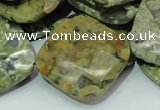 CPS77 15.5 inches 30*30mm faceted rhombic green peacock stone beads