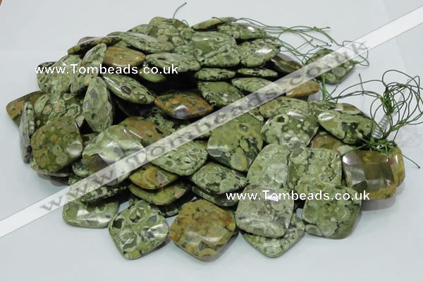 CPS77 15.5 inches 30*30mm faceted rhombic green peacock stone beads