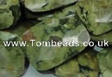 CPS82 15.5 inches 22*30mm faceted rectangle green peacock stone beads