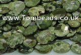 CPS89 15.5 inches 10*14mm faceted oval green peacock stone beads