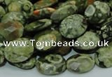 CPS90 15.5 inches 14*18mm faceted oval green peacock stone beads