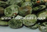 CPS91 15.5 inches 16*20mm faceted oval green peacock stone beads