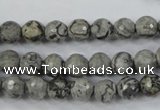 CPT112 15.5 inches 8mm faceted round grey picture jasper beads