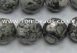 CPT117 15.5 inches 18mm faceted round grey picture jasper beads