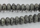 CPT120 15.5 inches 6*10mm faceted rondelle grey picture jasper beads