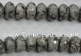 CPT121 15.5 inches 7*12mm faceted rondelle grey picture jasper beads