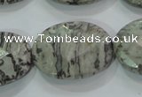 CPT129 15.5 inches 22*30mm faceted oval grey picture jasper beads