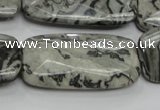 CPT132 15.5 inches 20*40mm faceted rectangle grey picture jasper beads