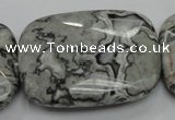 CPT133 15.5 inches 30*40mm faceted rectangle grey picture jasper beads