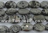 CPT143 15.5 inches 10*14mm faceted oval grey picture jasper beads