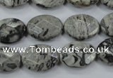 CPT145 15.5 inches 13*18mm faceted oval grey picture jasper beads