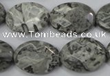 CPT147 15.5 inches 18*25mm faceted oval grey picture jasper beads