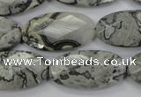 CPT148 15.5 inches 15*30mm faceted marquise grey picture jasper beads