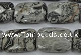 CPT156 15.5 inches 18*25mm faceted rectangle grey picture jasper beads