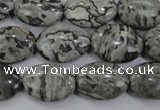 CPT171 15.5 inches 13*18mm oval grey picture jasper beads