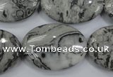 CPT174 15.5 inches 22*30mm oval grey picture jasper beads