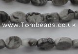 CPT185 15.5 inches 4*6mm oval grey picture jasper beads wholesale