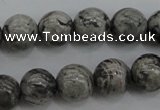 CPT188 15.5 inches 8mm round grey picture jasper beads wholesale