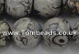 CPT190 15.5 inches 14mm round grey picture jasper beads wholesale