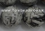 CPT192 15.5 inches 18mm round grey picture jasper beads wholesale