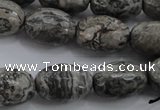 CPT195 15.5 inches 13*18mm faceted rice grey picture jasper beads