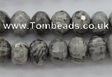 CPT196 15.5 inches 5*8mm faceted rondelle grey picture jasper beads